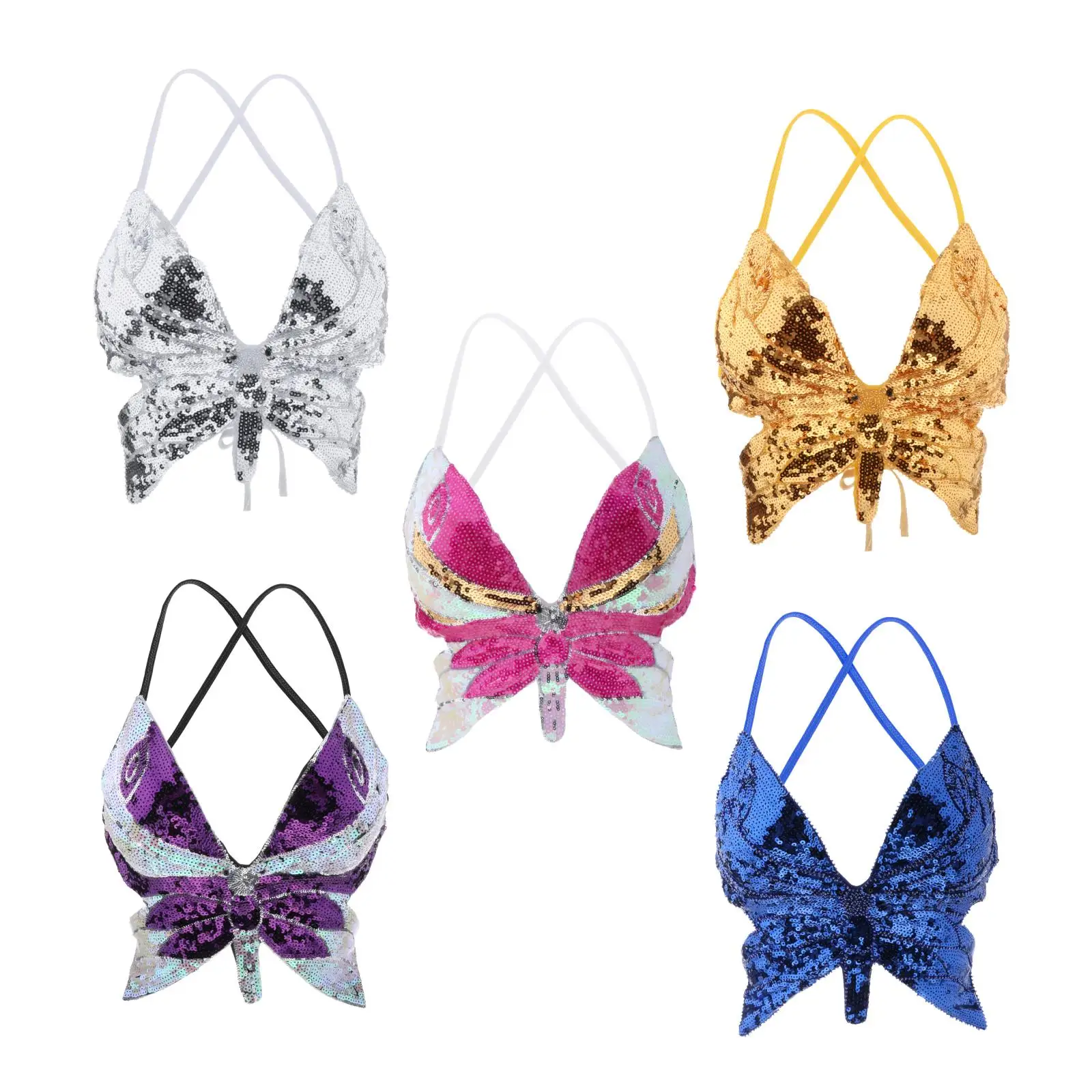 ละตินBelly Dance Halter Bra Topผู้หญิงผู้หญิงเซ็กซี่Sequins Dance Halter Tops