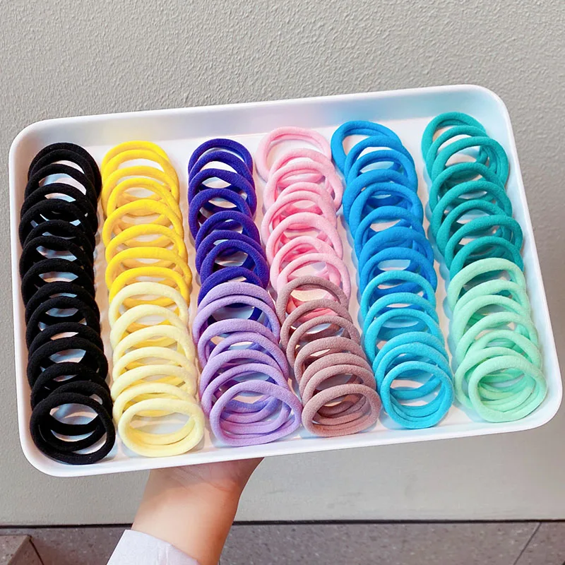 50PCS/Set New Women Girls Candy Colors Nylon Basic Scrunchie Hair Tie Ponytail Hold Hair Rubber Bands Fashion Hair Accessories