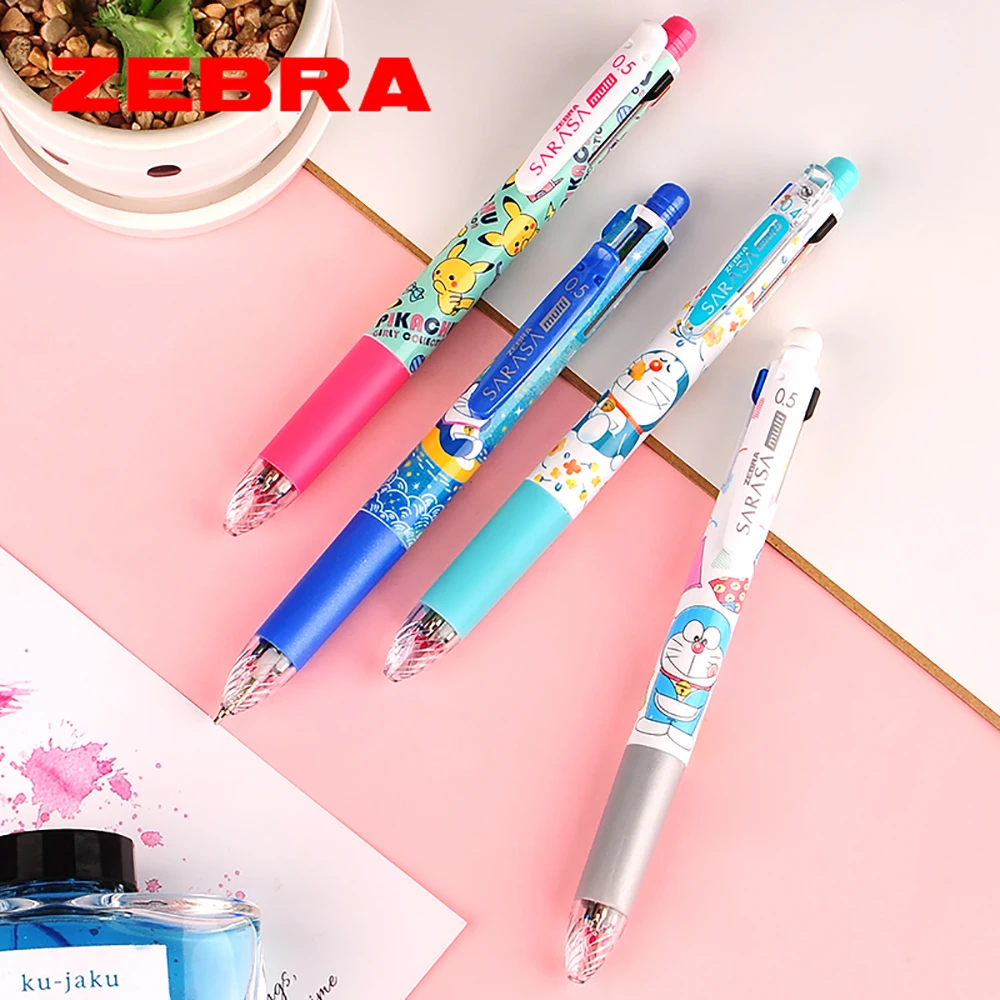 Stylo gel multifonctionnel de dessin animé japonais Zebra Limited, crayon mécanique, papeterie pour étudiants, 4 + 1, 0.4mm, 0.5mm, 1 pièce