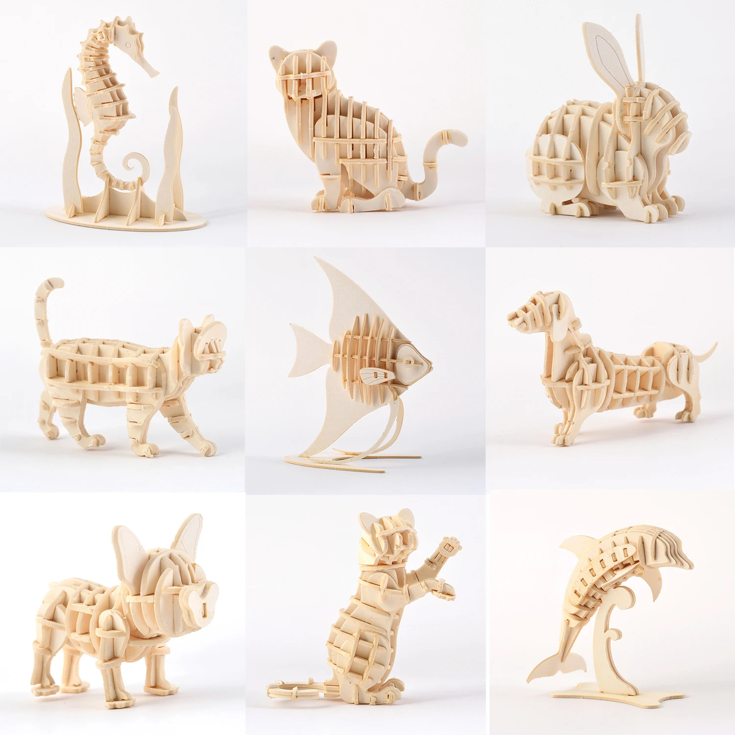 

Pre-Cutting DIY Toys 3D Paper Puzzle Animal Cat Dog Fish Toy Assembly Model Kits for Children Kids