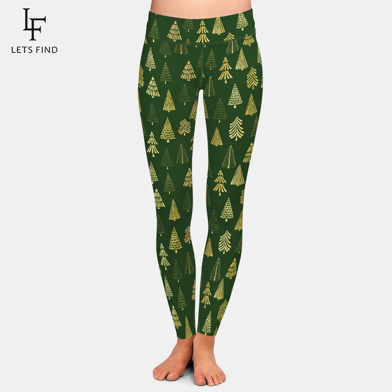 LETSFIND Push Up Winter Women High Waist Workout Leggings Warm Christmas Trees Print Pants Fitness Skinny Legging