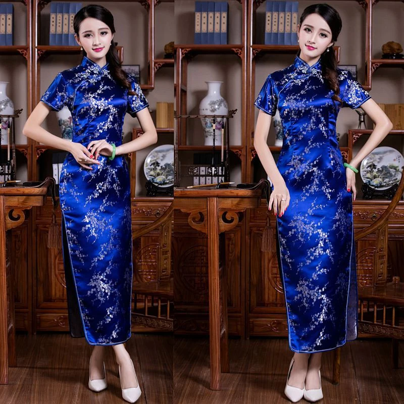 

Women Traditional Chinese Vintage Red Knit Mandarin Collar Cheongsam Short Sleeve Sexy Evening Party Dress Modern Style Qipao