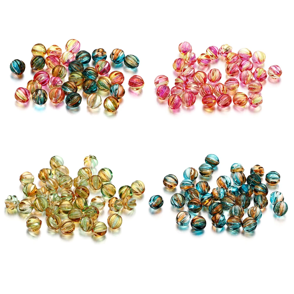 30Pcs 8mm Corrugated Round Lampwork Crystal Acrylic Beads For Beading Friendship Bracelet Jewelry Making Christmas Tree Ornament