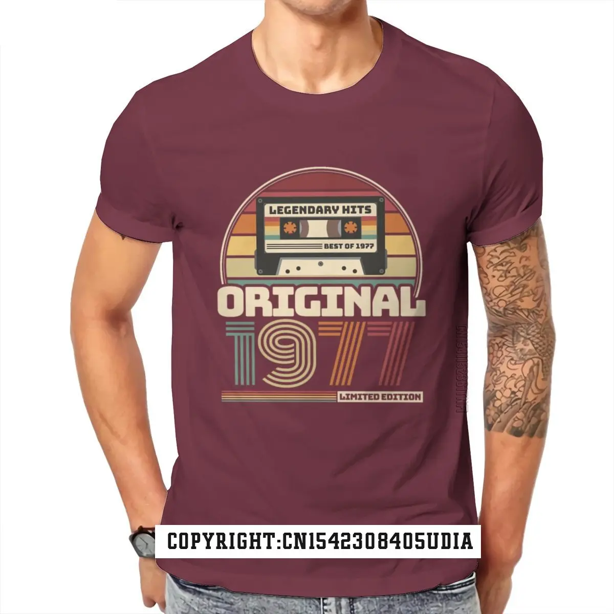 Beautiful Retro Vintage Tape Birthday 1977 Men’S Premium T-Shirt Fashion Slim Fit Tops Shirt Cotton Comfortable