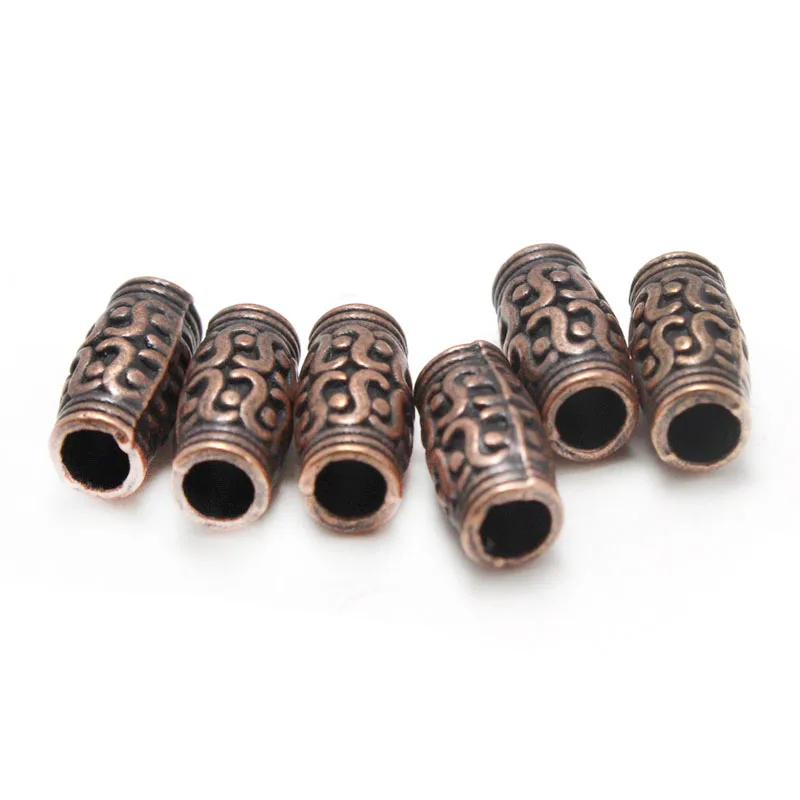 20pcs/lot Copper Metal Tube Spacer Beads for Jewelry Making, Big Hole 3.5mm Beads Accessories fit Bracelet Necklace DIY Making