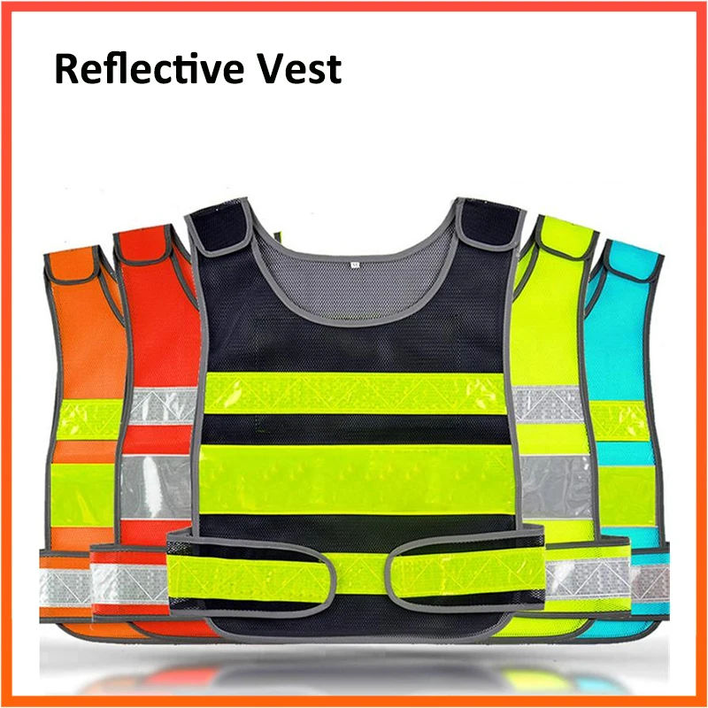 High Reflective Vest Reflex Waistcoat Reflective Vest Construction Safety Vest Work Clothes Motorcycles Retro-reflective Waistco