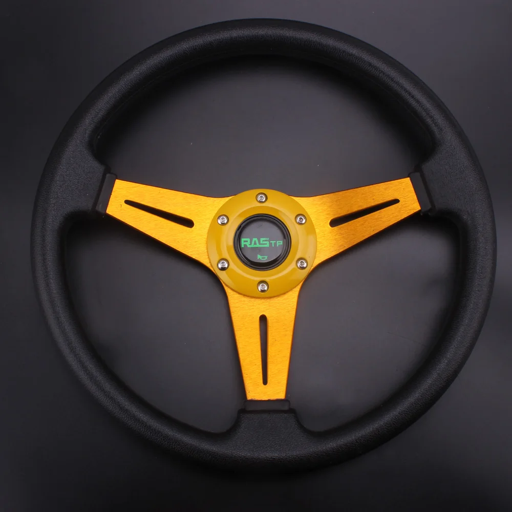 RASTP-Racing Sport Steering Wheel Universal 13 inches 340MM Aluminum+PU Racing Drift Steering Wheel Auto Accessorie RS-STW019-TP