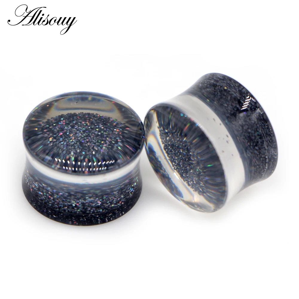 Alisouy 2Pcs Saddle Plugs Tunnels Acrylic Ear Flesh Tunnel Plug 8mm-30mm Ear Gauges Expander Stretcher Piercing Jewelry