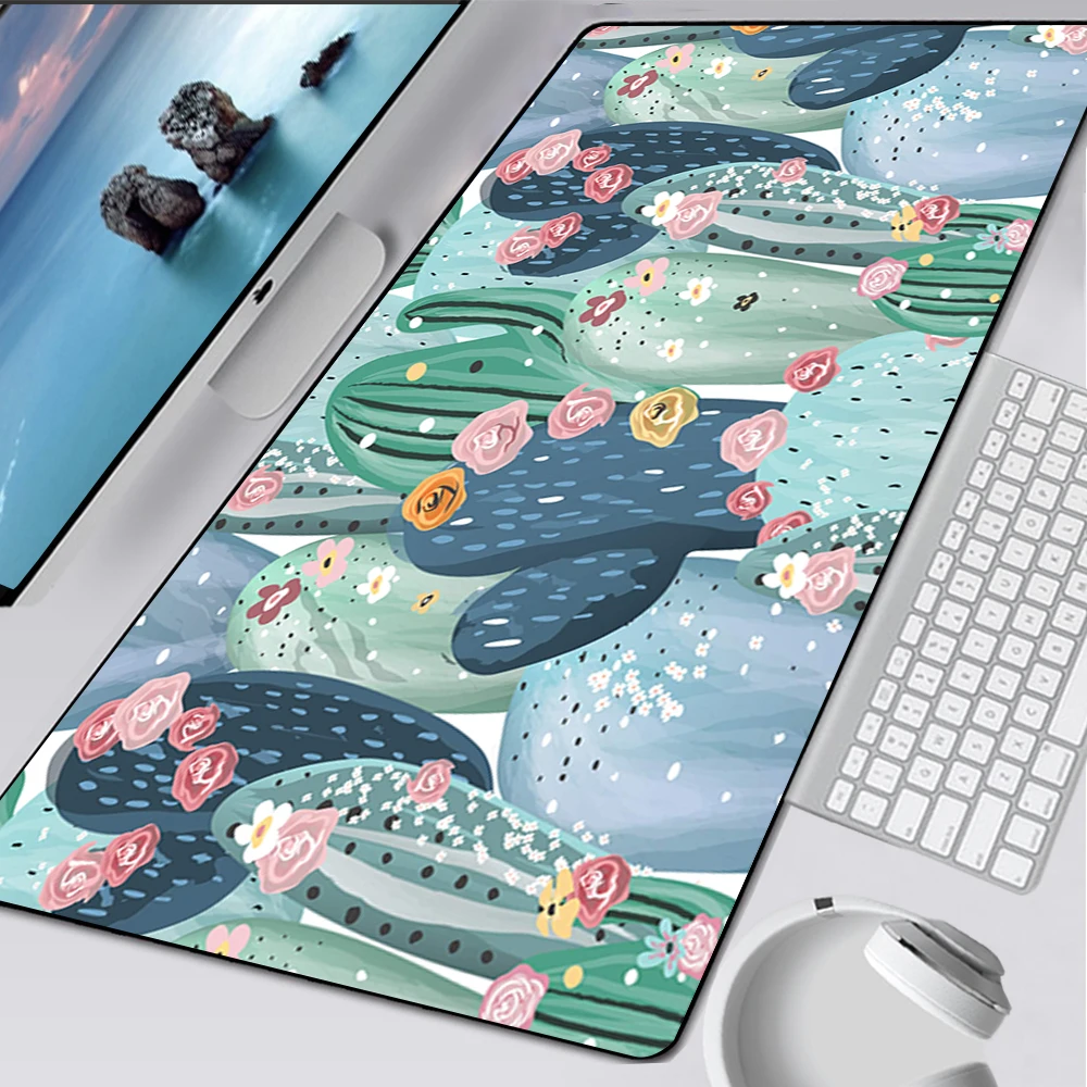 Large Gaming Mouse Pad Computer Mousepad Gamer Mouse Mat Laptop Mausepad Cartoon art summer Cactus Carpet Keyboard Mat Desk Pad