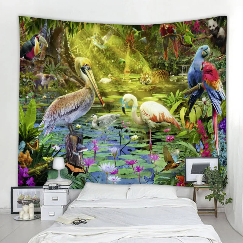 

Nordic Tropical Rainforest Forest Animal Tapestry Bohemian Mandala Decoration Tapestry Bedroom Wall Tapestry