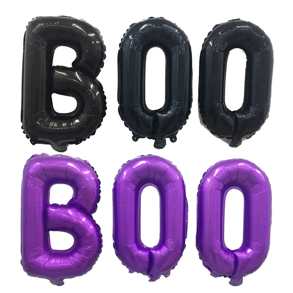 

Halloween BOO Balloons Purple globos Aluminum film letter Theme party child gift Decor For Home Decorations 2021