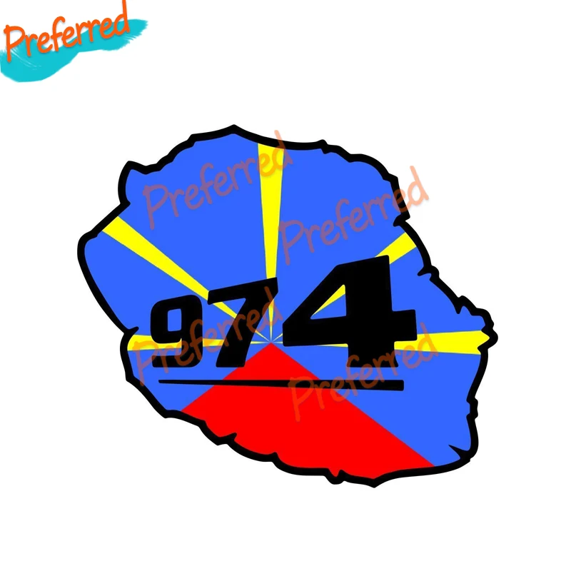 Personalized Reunion Island 974 Flag Map Decal Motocross Racing Laptop Helmet Trunk Wall Vinyl Car Sticker Die Cutting