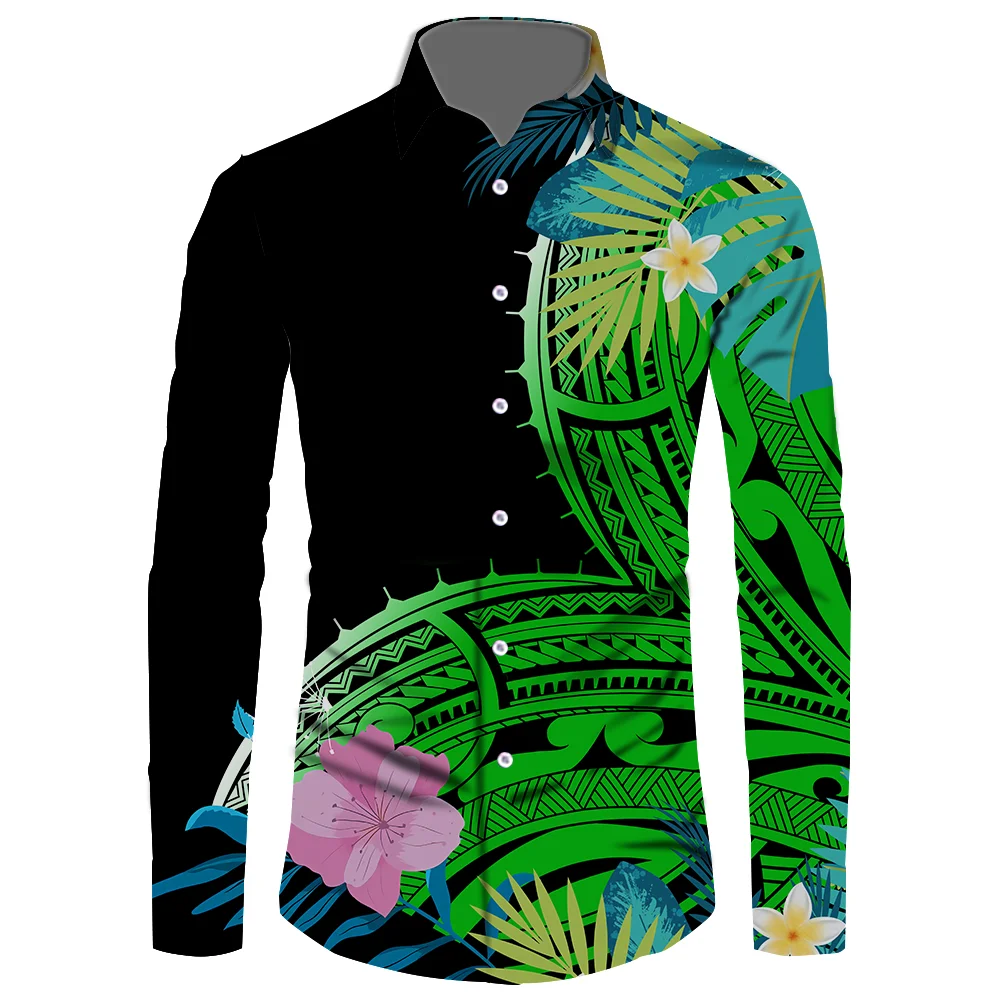 Long Sleeve Shirt Men Samoan Puletasi Samoan Shirts For Men Polynesian Tattoo Shirt Hawaiian Polynesian Tribe