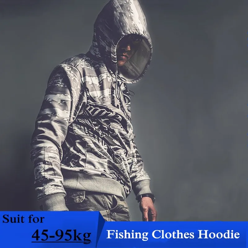 Spring Autumn Fishing Clothes Hoody Sweater Youth Man Long Sleeve Fleece Hooded Pullover Tops Outdoor Sports Casual Hoodies