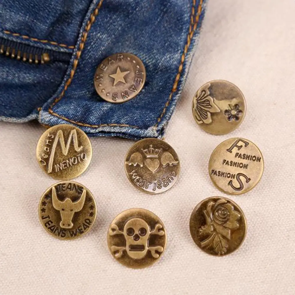 10PCS Jean Buttons 20MM Metal Button For Jeans Mixed No Sewing Metal Button Repair Kit Removable DIY Clothing Replacement Access