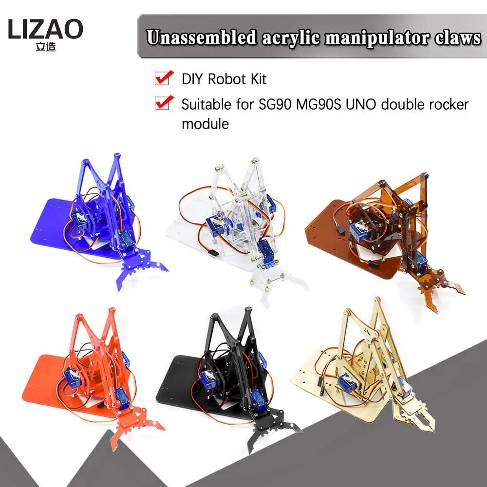 SG90 MG90S 4 DOF Unassembly akrylowe mechaniczne ramię robota Manipulator pazur dla Arduino Maker nauka DIY Kit Robot