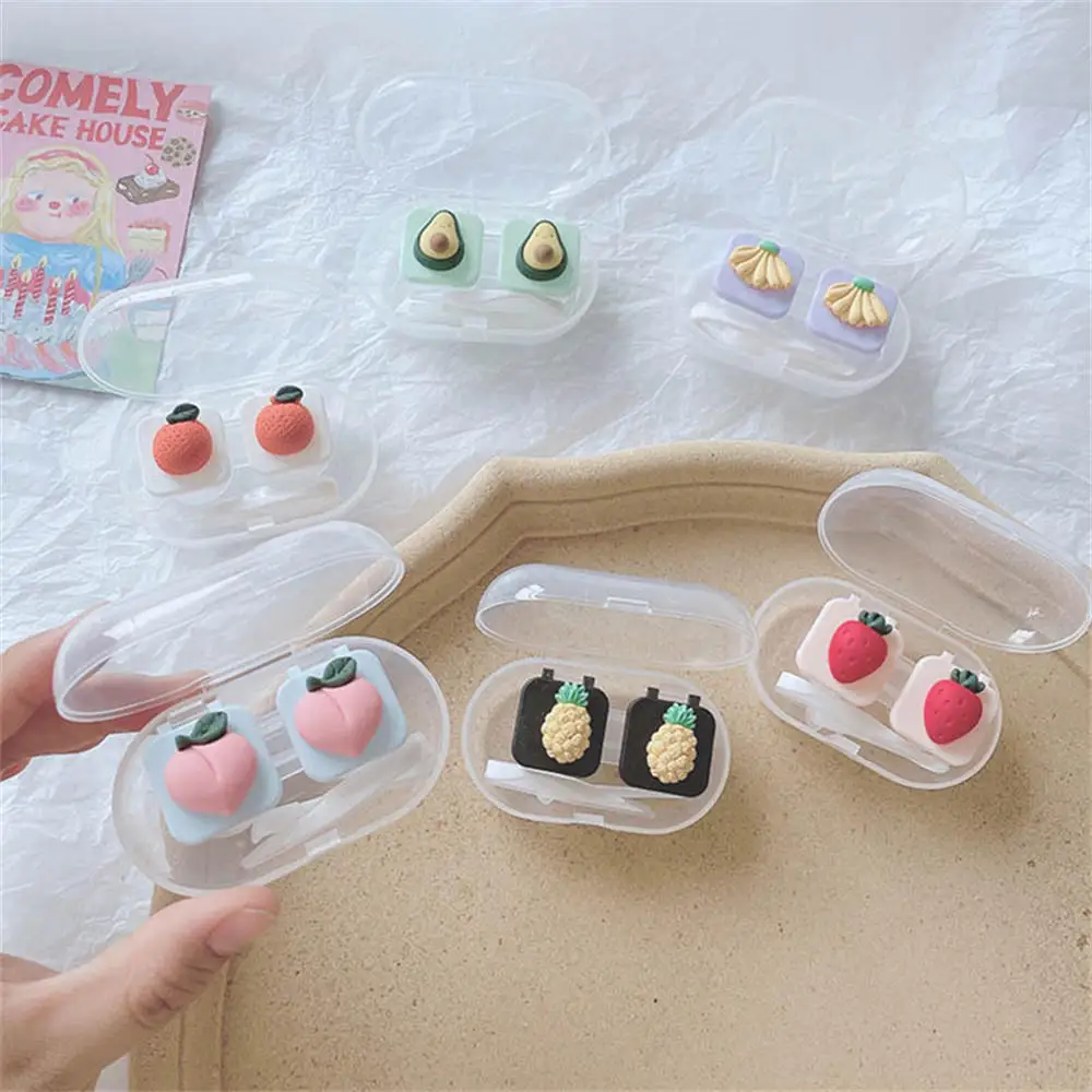 

Contact Lens Case Box With Mirror Cute Girl Fruit Women Mini Square Lovely Eyes Contact Lens Container Box Bag Portable Storage