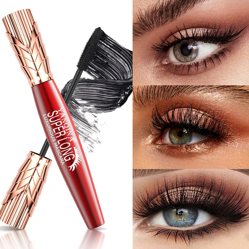 InjFiber-Mascara 4D noir imperméable à séchage rapide, pour extension de cils, bouclage optique, cosmétique