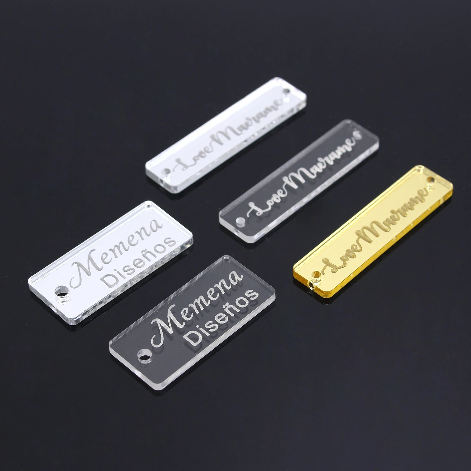 50*Personalized Name Gold/Silver Acrylic Wedding Party Decorations Baby Shower Gift Tags Clothing Labels Trademarks Custom Logos