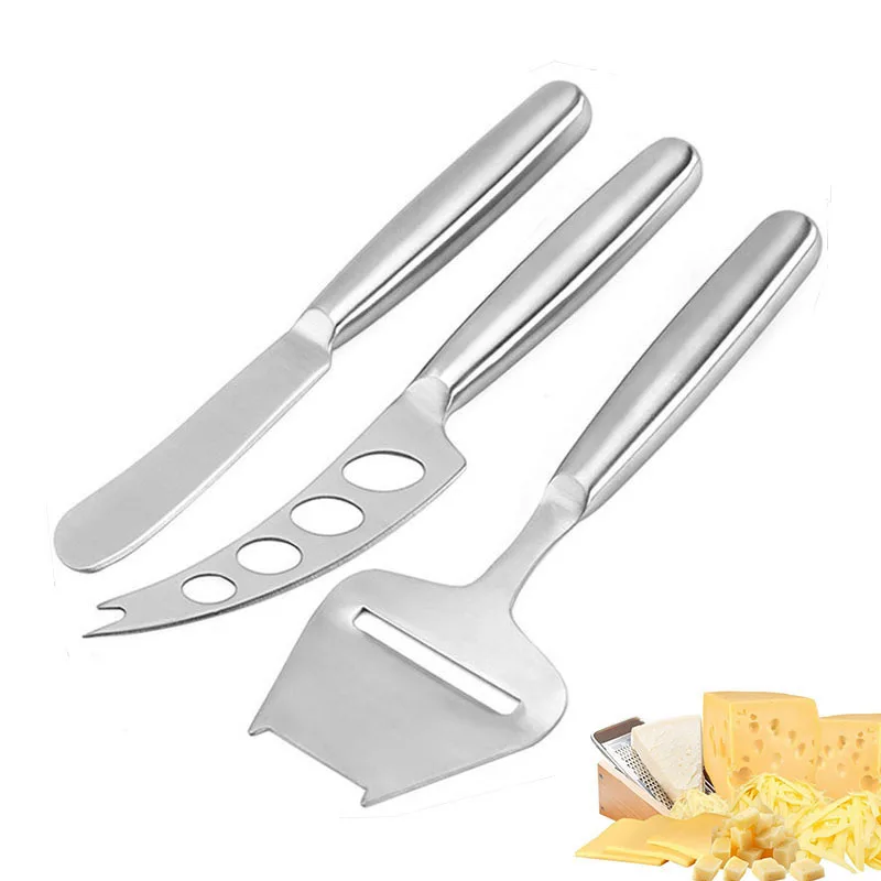 

Jaswehome 3pcs Cheese Slicer Stainless Steel Cheese Cake Cutter Bread Butter Spreader Knife Multipurpose Cheese Knife Set