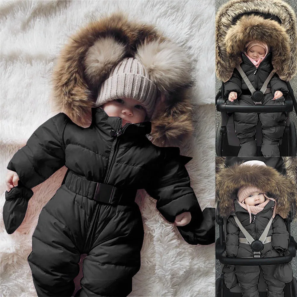 

TELOTUNY 2021 Winter Infant Baby Boy Girl Black Romper Jacket Solid Zipper Hooded Jumpsuit Warm Thick Coat Outfit детская одежд