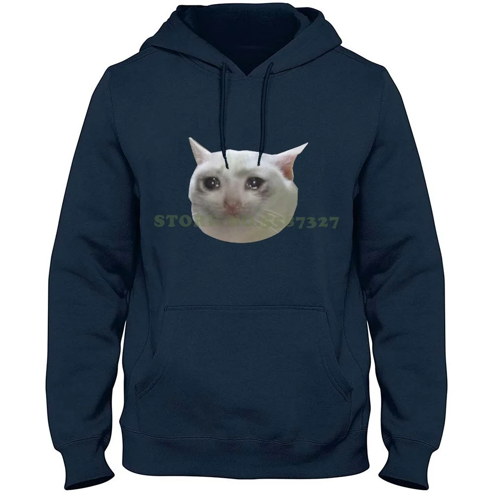 Crying Cat . Jpg 100% Pure Cotton Hoodie Tumblr Funny Niche Sad Lmao Memes Crying Cat Reaction Wow