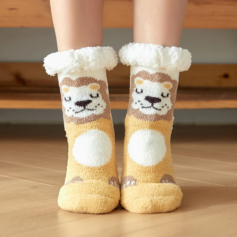 Winter paar socken silikon non-slip boden socken schwarz grau neue jahr socken Weihnachten panda cartoon socken nette Weihnachten socken