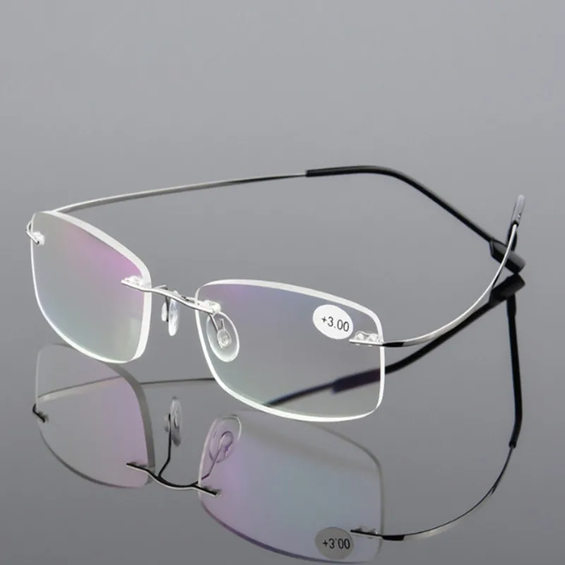 

Men Rimless Reading Glasses women fashion ultra-light titanium alloy far-sighted eyeglasses Presbyopic glasses