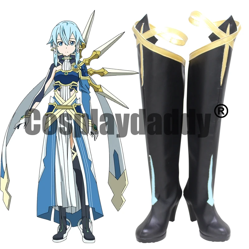 Sword Art Online Project Alicization War Of Underworld Asada Shino Sinon Goddess Solus Ver. Zapatos de Cosplay de Anime, botas altas X002