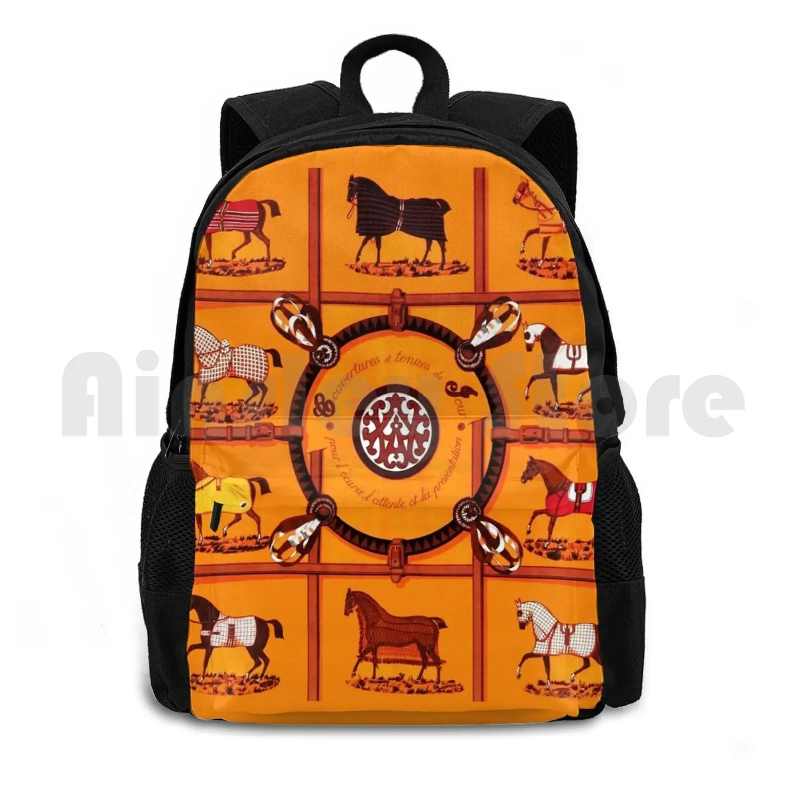 

Horse Country Chic Fabric Collection Outdoor Hiking Backpack Riding Climbing Sports Bag Horse Country Chic Collection Horse