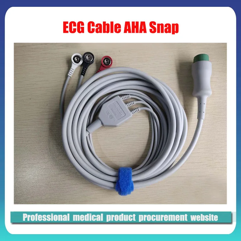 

Original Mindray EA6231B 12-pin 3-lead One-piece ECG Lead Cable ECG Lead Cable AHA Snap