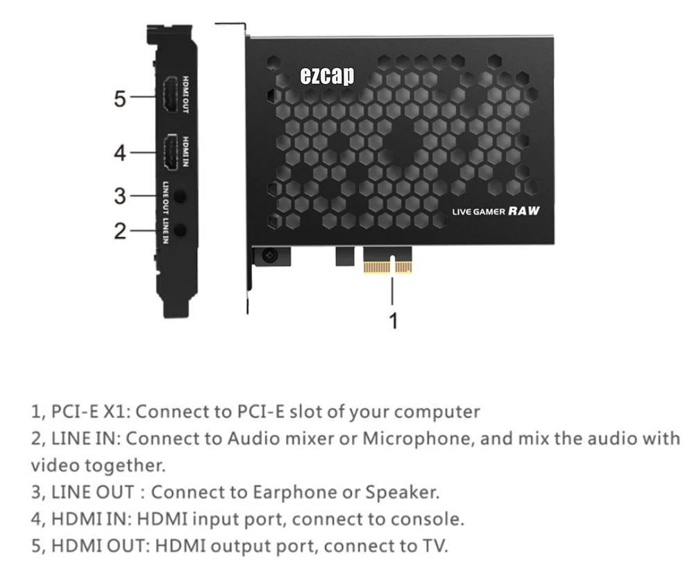 Y & H PCI-E فيديو بطاقة التقاط الصوت والفيديو 4K30P/1080P120 سجل اللعبة ويبث مباشر ، ل PS4 ، Xbox One ، وي يو ، نينتندو سويتش