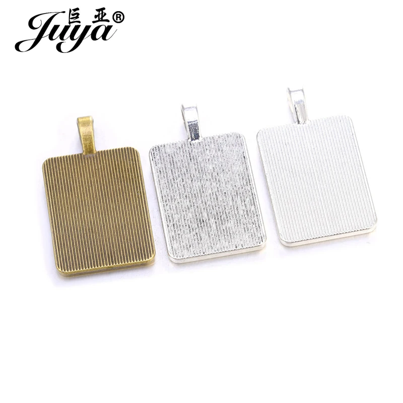 10pcs/lot 18x25mm Metal Rectangle Cabochon Base Setting 3 Colors Jewelry For Necklace Pendant DIY Making Handmade Accessories