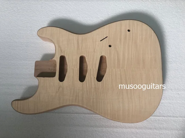 Unfinish Electric Guitar Body With Flame Maple Veneer