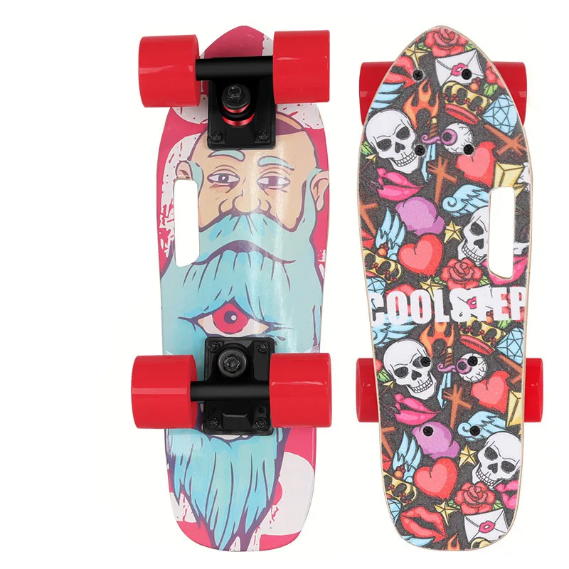 17 zoll Skateboard Super Mini Cruiser Kinder Erwachsene Straße Skating Holz Flache Skate Bord Elegant Kleine Größe Skates Patins 10 farben