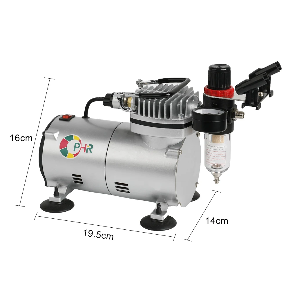 OPHIR Pro Portable Air Compressor for Hobby Paint Cake Decoration Body Paint 220V EU Plug Airbrush Compressor Set _AC089(220V)