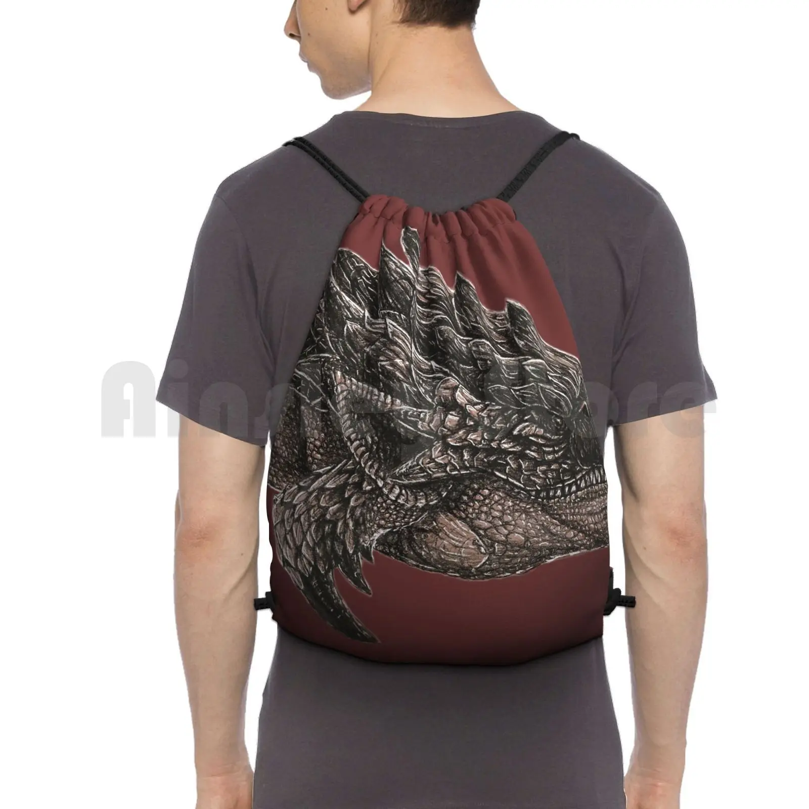 

Monster Hunter Backpack Drawstring Bag Riding Climbing Gym Bag Rathian Monster Hunter Monsterhunter Dragon Video Game Gamer