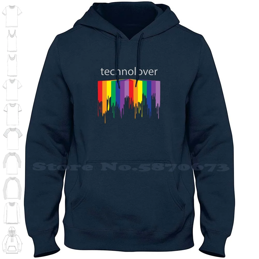 Technolover Rainbow Paint Drip Streetwear Sport Hoodie Sweatshirt Technolover Techno Lover Rainbow Paint Drip Drip Paint Hard