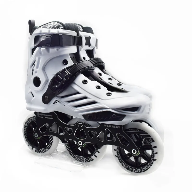 3X110mm adults inline speed skates for 110mm max wheel racing skating shoes with ILQ-9 Bearing CNC alloy 7075 skate frame base