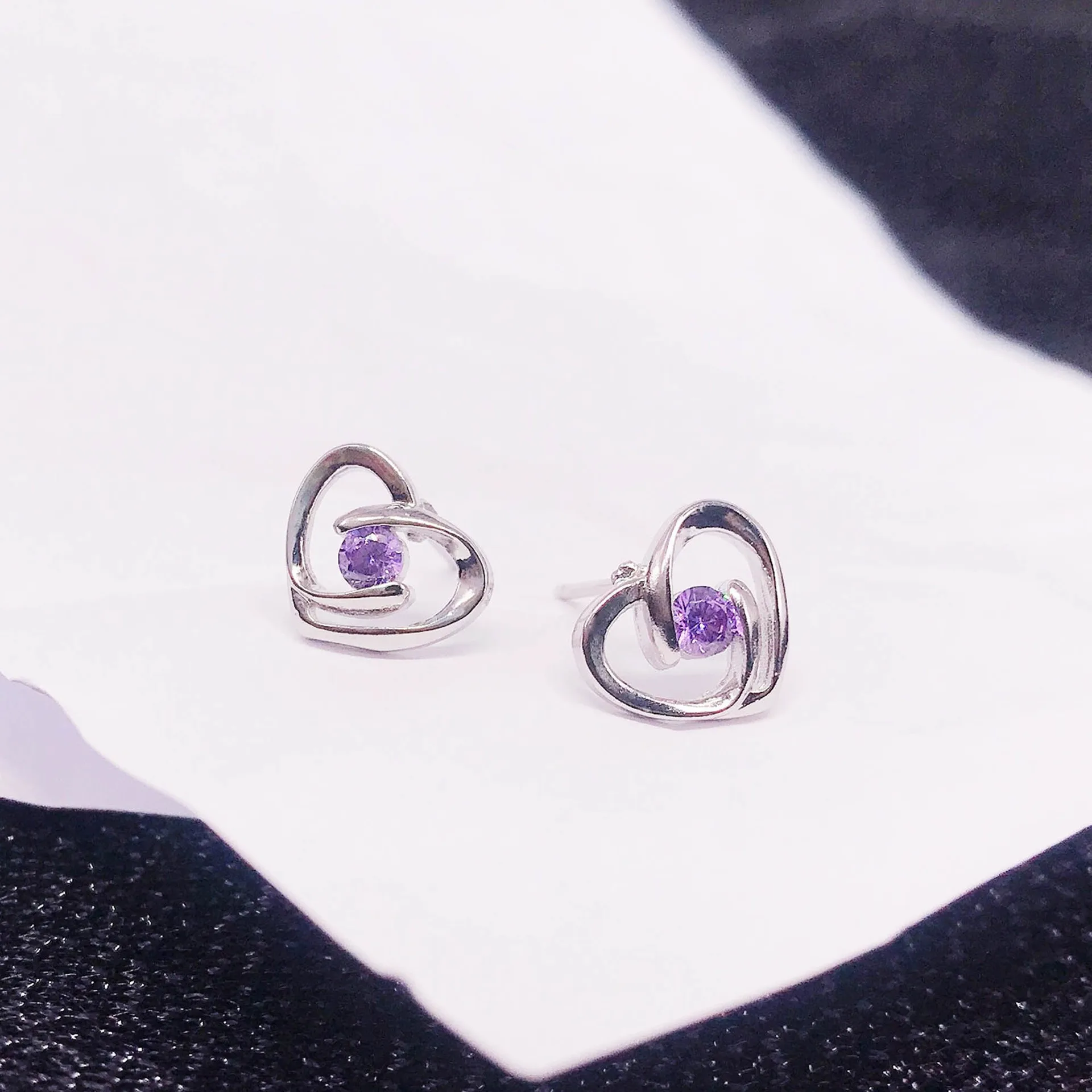 925 Sterling Silver Earrings for Women Prasiolite Crystal Zircon Small Mini Earring Piercing Heart Earings Studs Jewelry Brincos