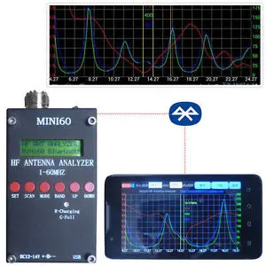 newMini60 Sark100 HF ANT SWR Antenna Analyzer Meter Bluetooth Android APP Win7