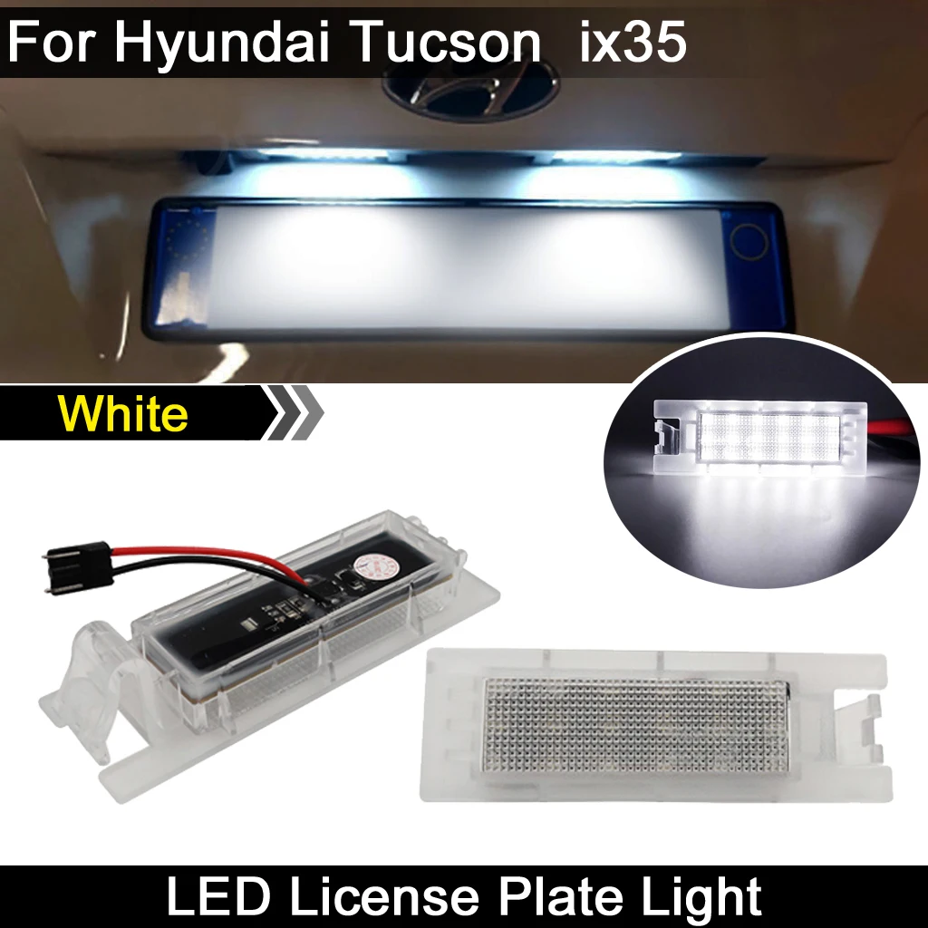 

2Pcs For Hyundai Tucson 2010-2014 IX35 2010-2013 Car Rear High Brightness White LED License Plate Light Number Plate Lamp