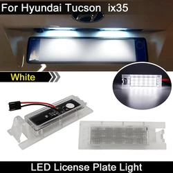 Carro Traseiro Alto Brilho License Plate Luz LED, Lâmpada de matrícula, Branco, Hyundai Tucson 2010-2014, IX35 2010-2013, 2Pcs