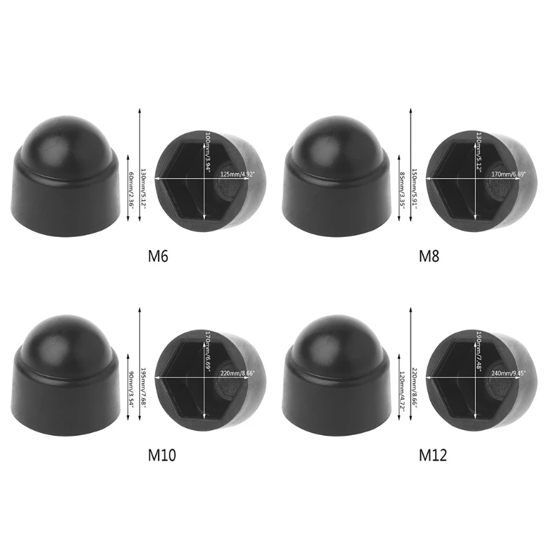 볼트 너트 돔 보호 캡, 노출 육각형 플라스틱 자동차 휠 러그 너트 커버, M6, M8, M10, M12, 10 개