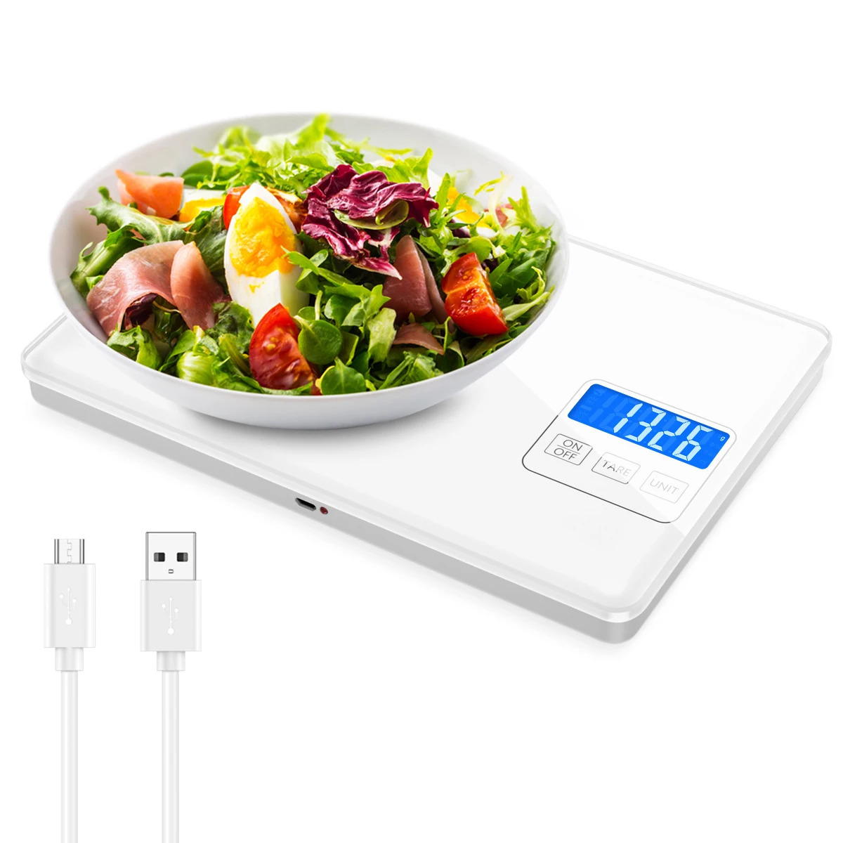 ORIA Digital Scale 15kg/1g Rechargeable Electronic Kitchen Scale High Precision Food Weighing Scale for Baking Cooking