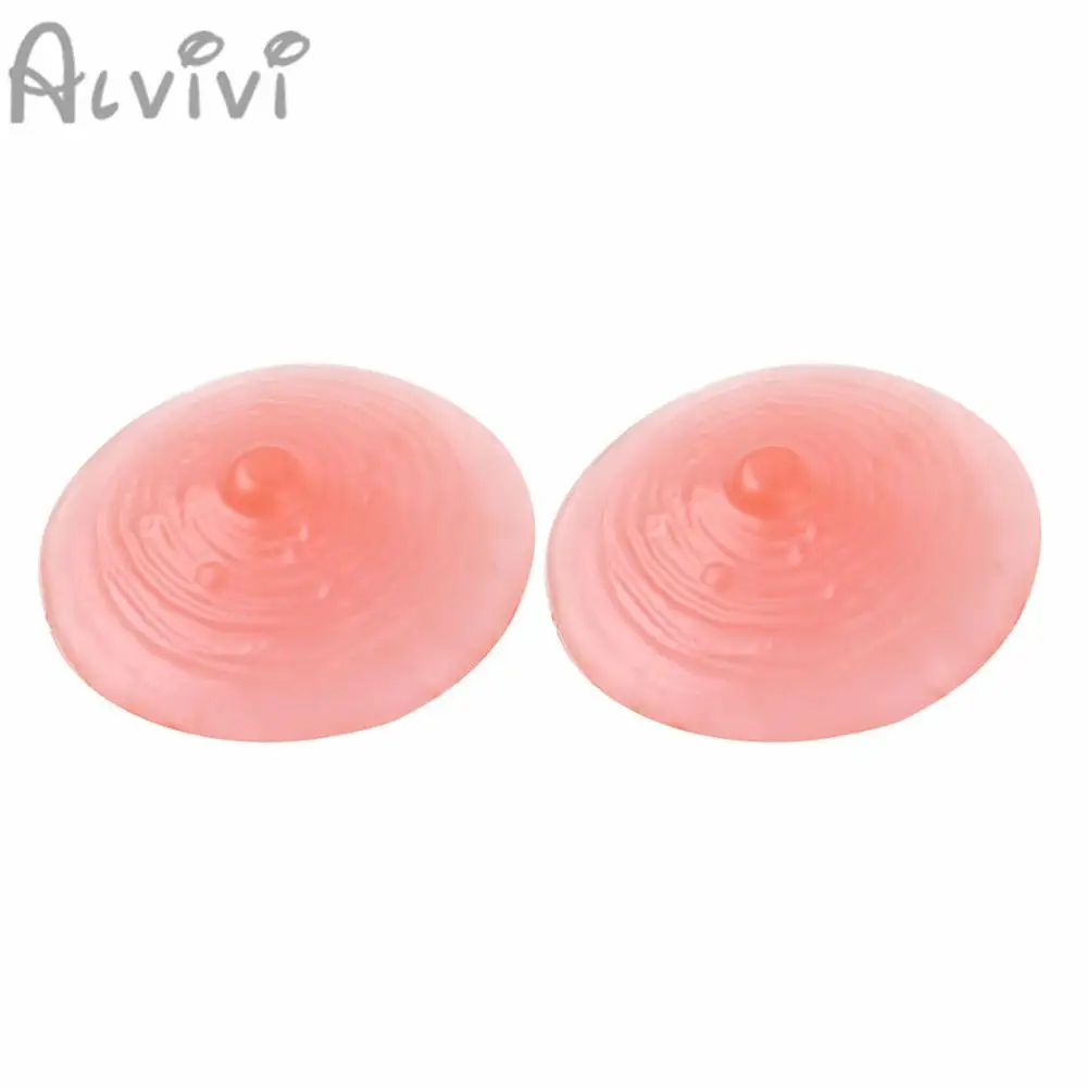 alvivi 1 Pair Women Silicone Nipples Breast Reusable Self-adhesive Breathable Invisible Push Up Bra Nipple Covers Form Costumes