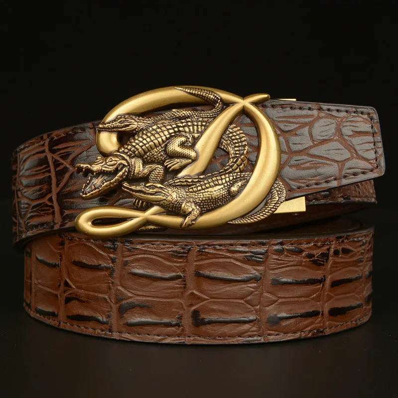 

Crocodile Alligator Belt For Men Luxury Strap Automatic Buckle Cowhide Genuine Leather 2020 Designer High Quality Casual Fashion