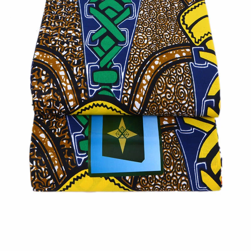 2019 Latest Design African Fashion Yellow & Green Print 100% Cotton Veritable Ankara Guarantee Real Wax Java