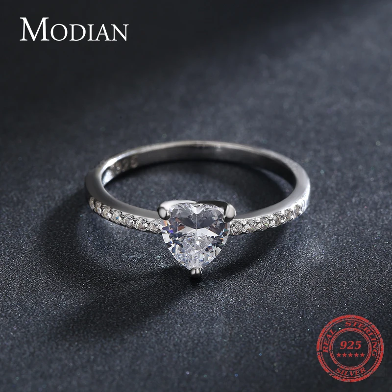 Women's Sparkling 925 Sterling Silver Heart CZ Ring