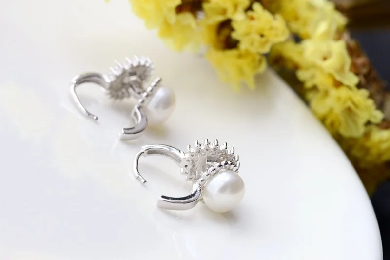 

925 sterling silver earrings with natural freshwater pearls for women